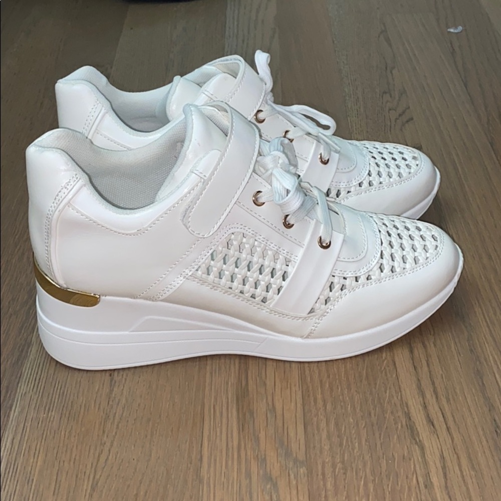 White and Gold platform sneakers